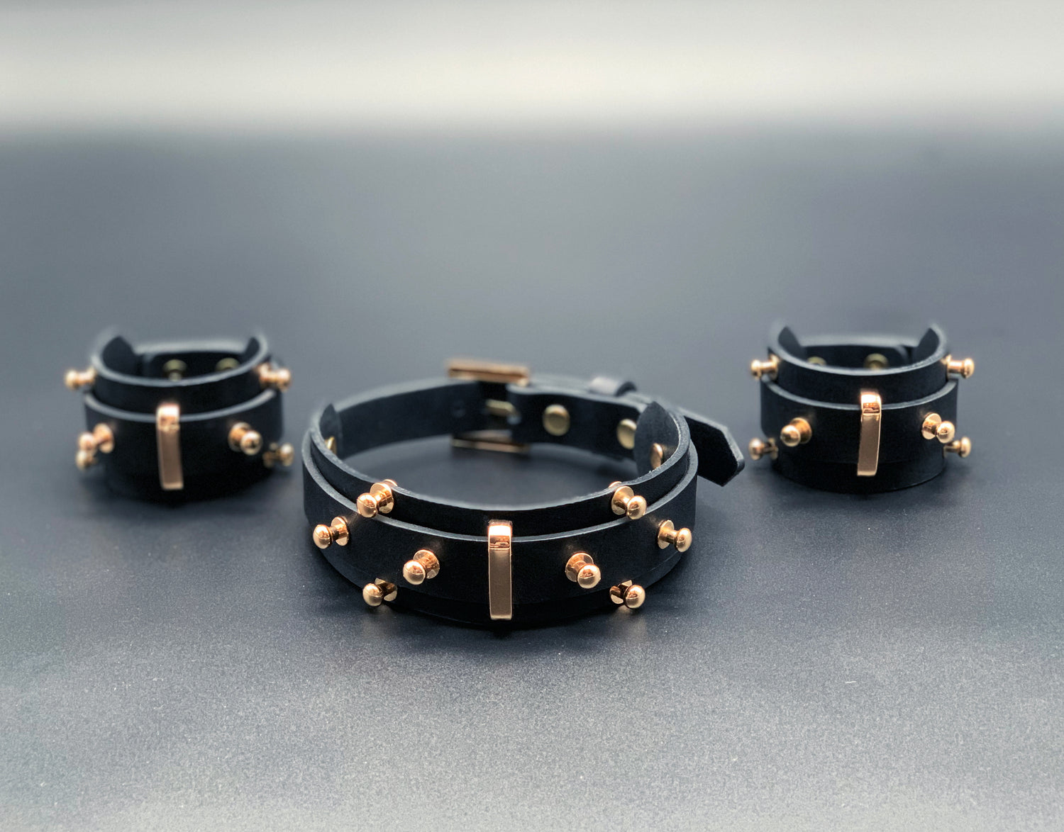 Premium leather lingerie harness, garter belt and choker collar by Metatron