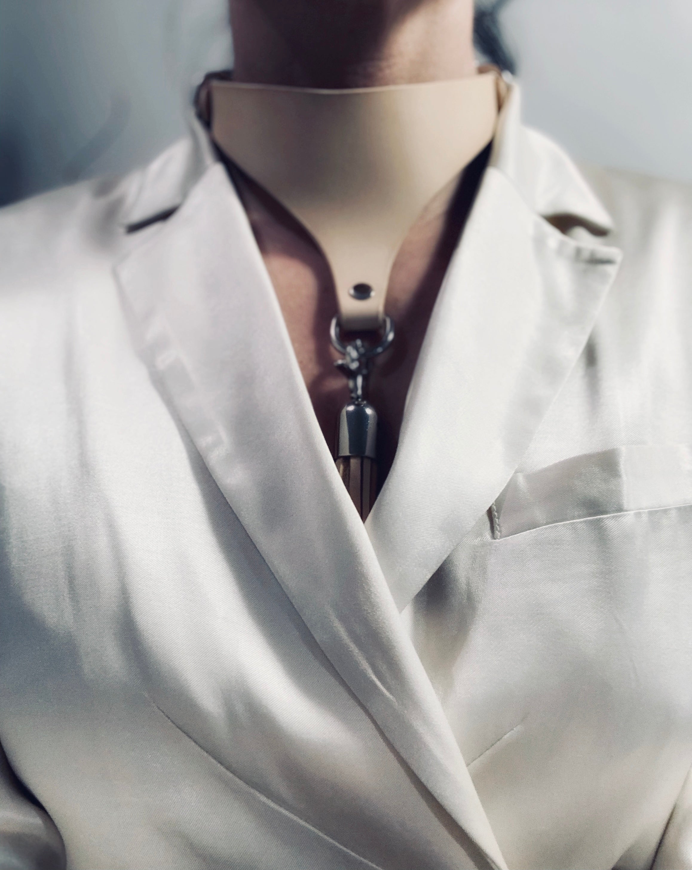 Premium leather lingerie harness, garter belt and choker collar by Metatron
