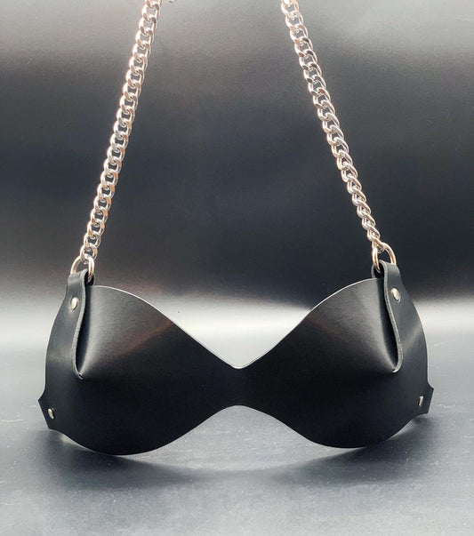 leather chain bra