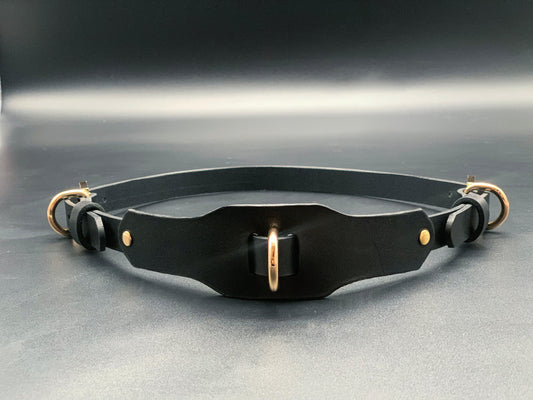 restraint bel Premium leather lingerie harness, garter belt and choker collar by Metatron