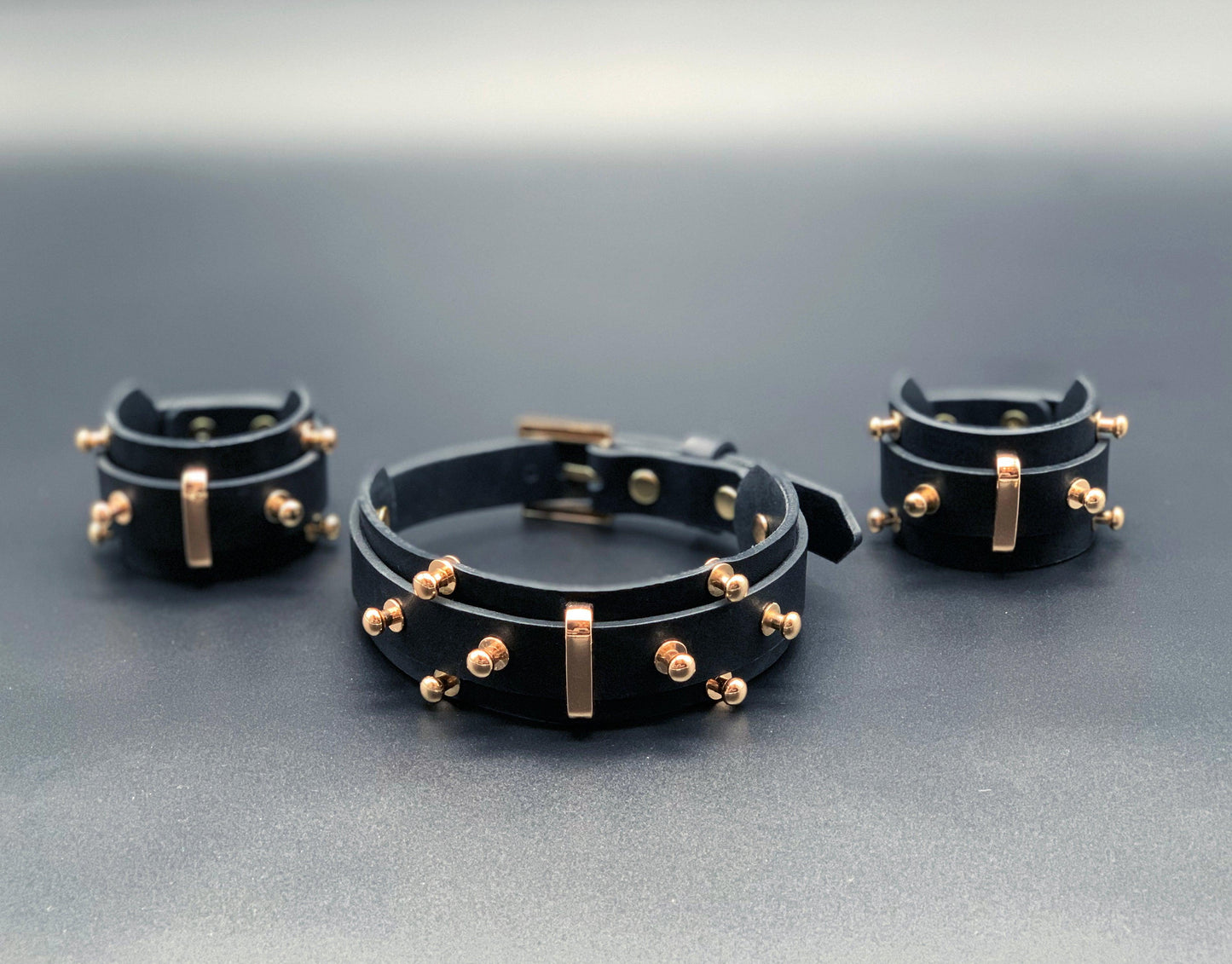 Premium leather lingerie harness, garter belt and choker collar by Metatron