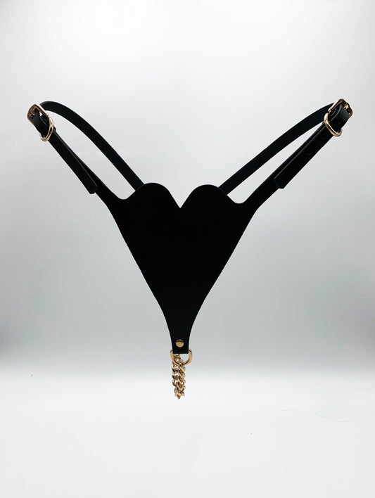 Premium leather lingerie harness, garter belt and choker collar by Metatron