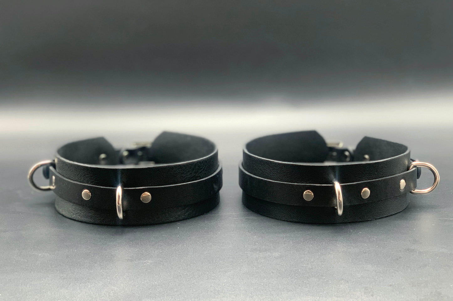 thigh cuffs. Premium leather lingerie harness, garter belt and choker collar by Metatron