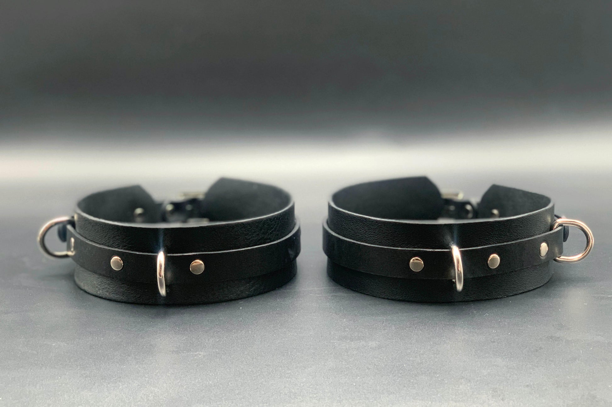 thigh cuffs. Premium leather lingerie harness, garter belt and choker collar by Metatron